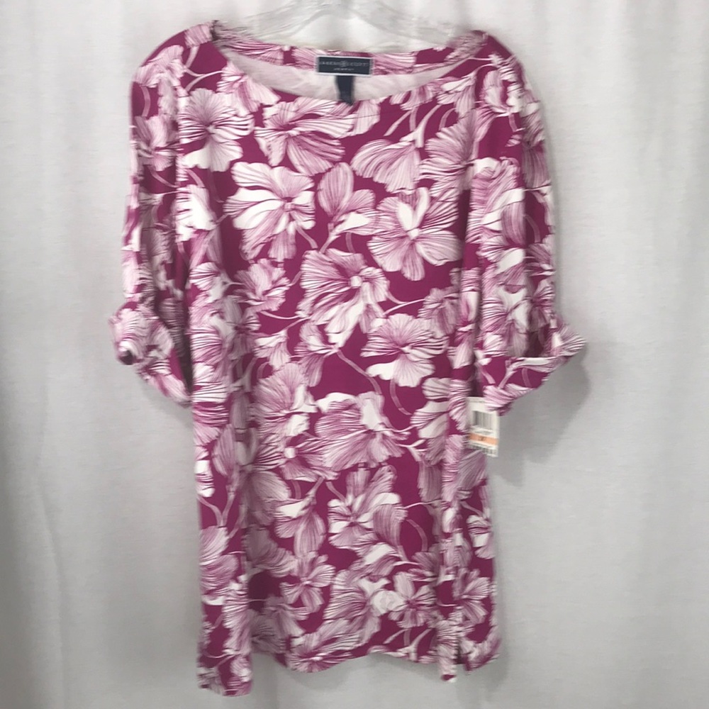 Karen Scott Fuchsia Floral Blouse - Size 2X